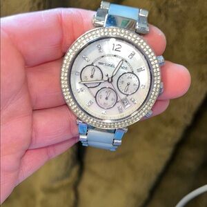Michael Kors Silver Watch with Crystal Accents